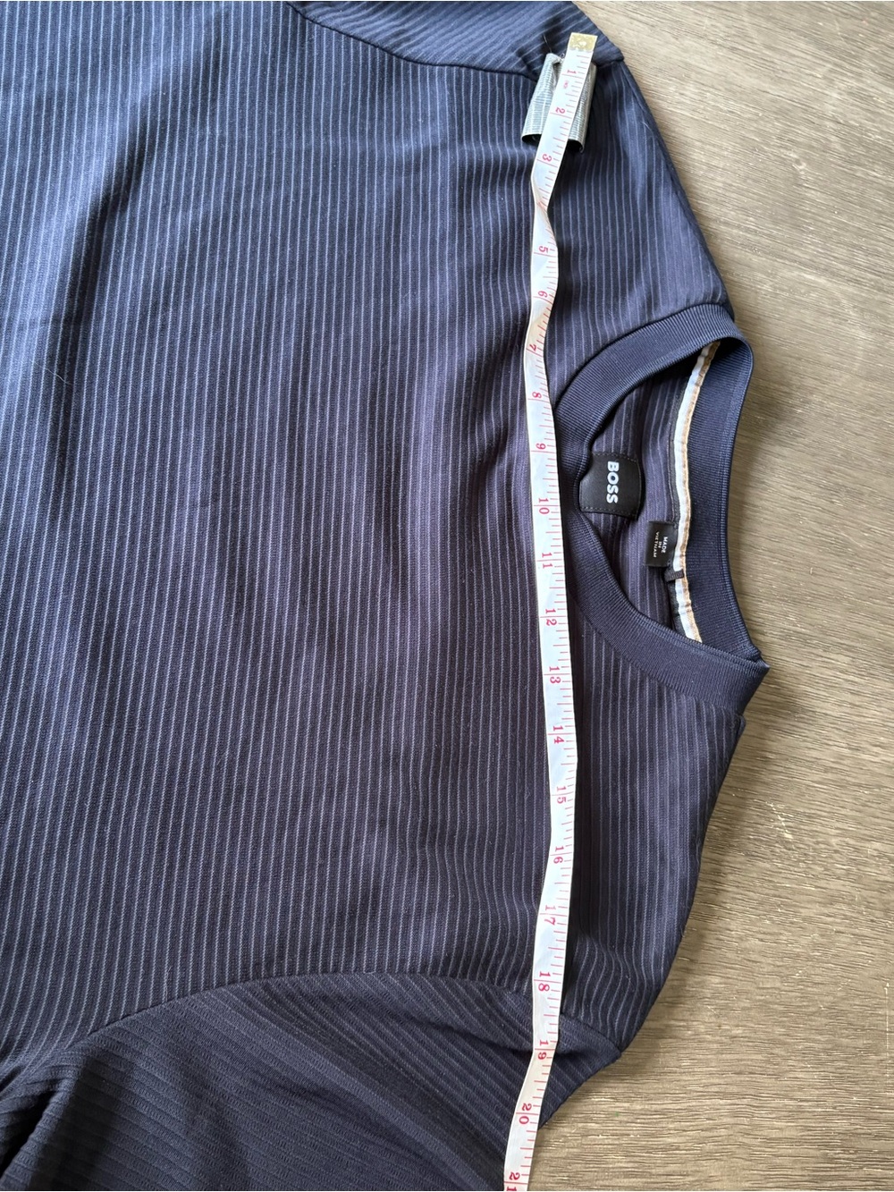 BOSS Men's Navy Ribbed Short Sleeve Crew Tee Size tag missing - Picture 8 of 8